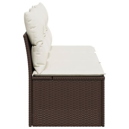 3-местен градински диван с възглавници, кафяв, полиратан