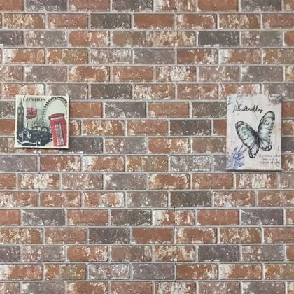 3D стенни панели с дизайн на тъмнокафяви и сиви тухли 10 бр EPS