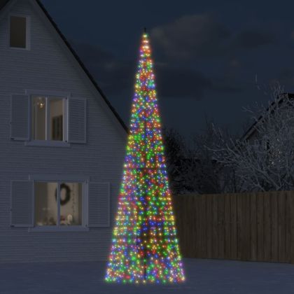 Коледна светеща елха на флагщок 1534 светодиода цветни 500 см