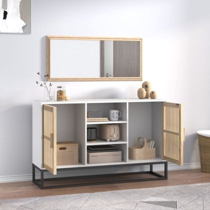 Бюфет, бял, 105x30x65 см, инженерно дърво