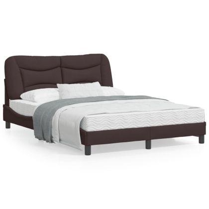 Рамка за легло с табла, тъмнокафява, 140x200 см, плат