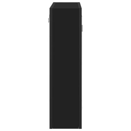 Шкаф за баня с огледало, черен, 60x16x60 см, инженерно дърво