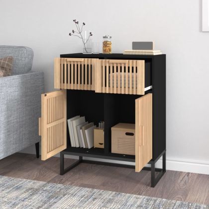 Сайдборд, черен, 60x30x75 см, инженерно дърво