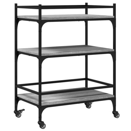 Кухненска количка, сив сонома, 65x40x86,5 см, инженерно дърво