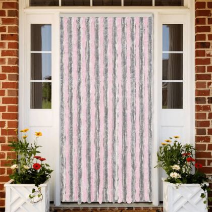 Ресни за врата против мухи, сиво и розово, 90x220 см, шенил