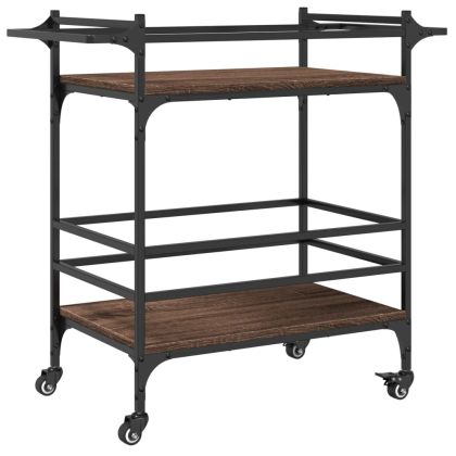 Кухненска количка, кафяв дъб, 82x40x78,5 см, инженерно дърво