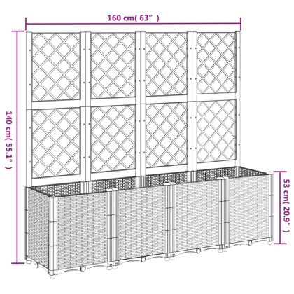 Градински сандък с пергола, синьо сив, 160x40x140 см, PP