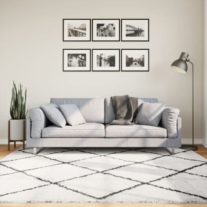 Шаги килим с дълъг косъм "PAMPLONA", кремаво-черен, 200x200 см