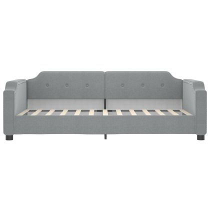 Канапе с изтеглящо разтегателно легло светлосиво 80x200 см плат