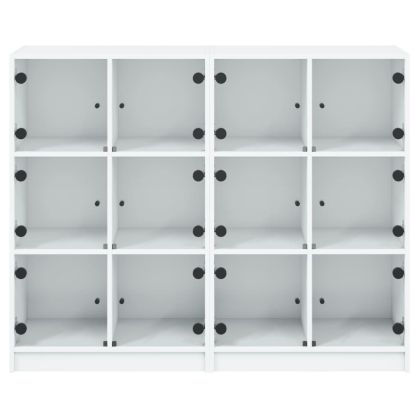 Библиотека с врати бяла 136x37x109 см инженерно дърво