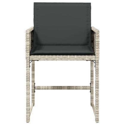 Градински столове с възглавници, 4 бр, светлосиви, полиратан