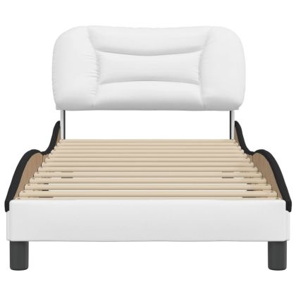 Рамка за легло без матрак Hvar, бяло-черна, 90x200 см, изкуствена кожа