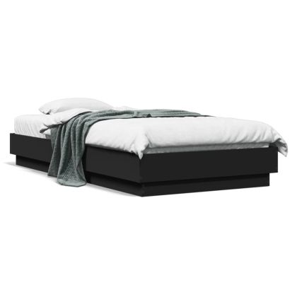 Рамка за легло с LED осветление, черна, 75x190 см
