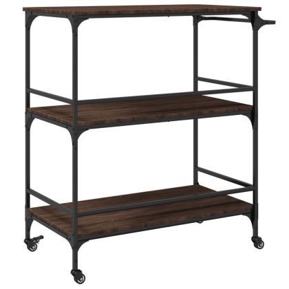 Кухненска количка, кафяв дъб, 100,5x50x105 см, инженерно дърво