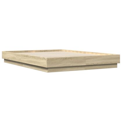 Рамка за легло с LED осветление, дъб сонома, 120x200 см