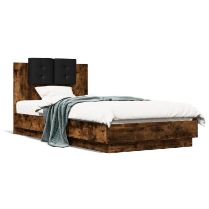 Рамка за легло с табла, опушен дъб, 75x190 см, инженерно дърво
