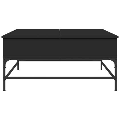 Кафе маса, черна, 95x95x45 см, инженерно дърво и метал