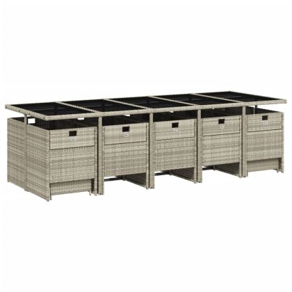 Градински комплект с възглавници 15 части полиратан светлосив