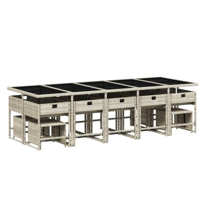 Градински комплект с възглавници 15 части полиратан светлосив