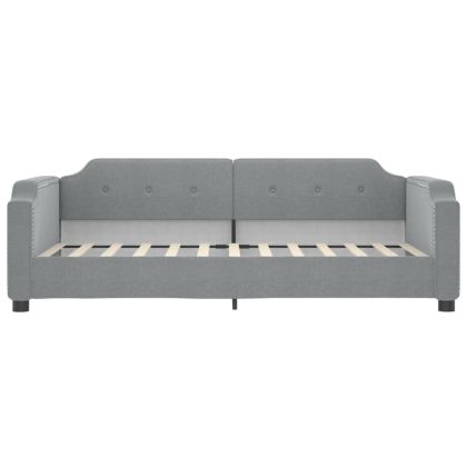 Канапе с изтеглящо легло и чекмеджета светлосиво 80x200 см плат