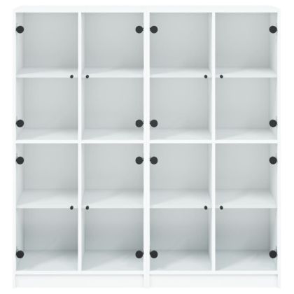 Библиотека с врати бяла 136x37x142 см инженерно дърво