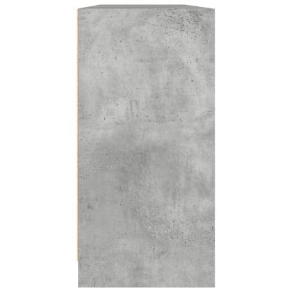 Библиотека с врати бетонно сива 204x37x75 см инженерно дърво