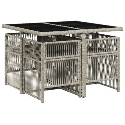 Градински трапезен комплект 5 части с възглавници светлосив