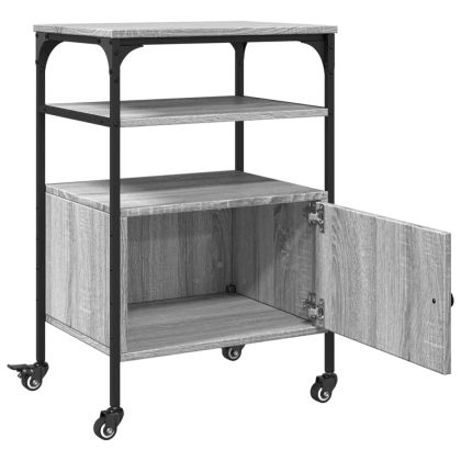 Стойка принтер 3 нива сива сонома 50x40x76 см инженерно дърво