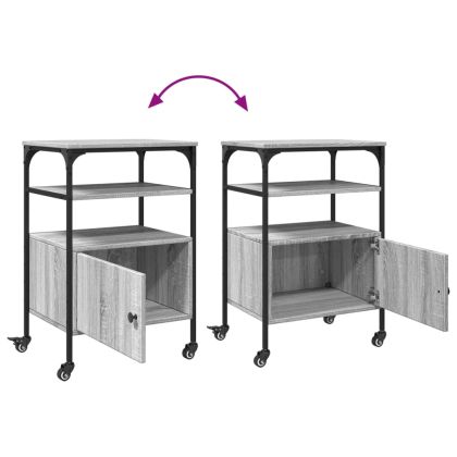 Стойка принтер 3 нива сива сонома 50x40x76 см инженерно дърво