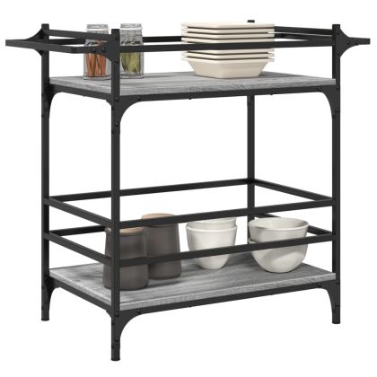 Кухненска количка, сив сонома, 82x40x78,5 см, инженерно дърво