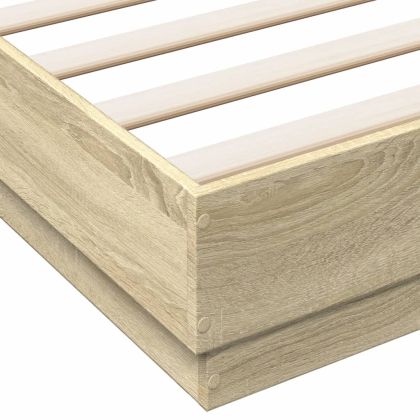 Рамка за легло с LED осветление, дъб сонома, 140x200 см