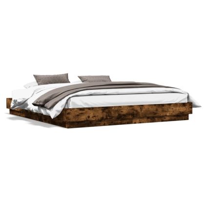 Рамка за легло, опушен дъб, 200x200 см, инженерно дърво