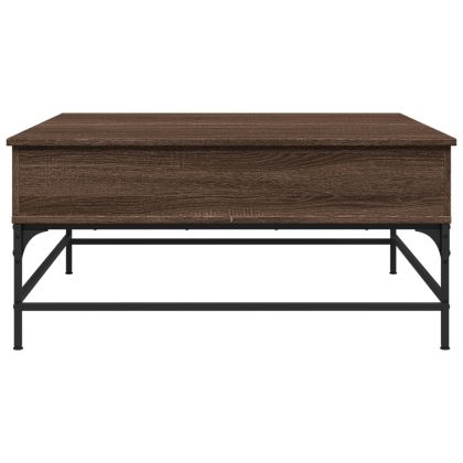 Кафе маса, кафяв дъб, 95x95x45 см, инженерно дърво и метал