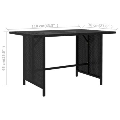 Градински комплект с възглавници, 9 части, черен полиратан