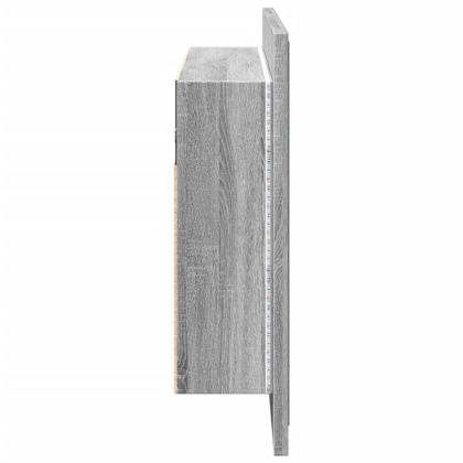 Шкаф с LED огледало за баня, сив сонома, 80x12x45 см, акрил