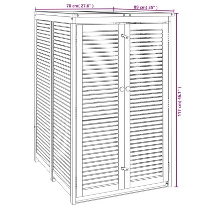Единичен навес за кофа за смет, 70x89x117 см, масивна акация