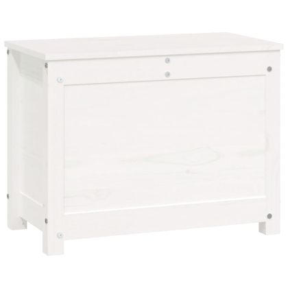 Кутия за съхранение, бяла, 60x32x45,5 см, борово дърво масив