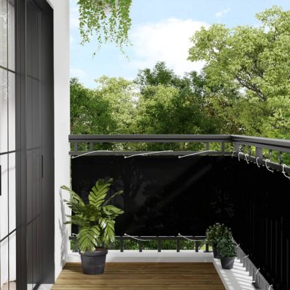 Балконски параван черен 75x800 см 100% полиестер оксфорд