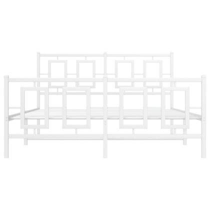 Метална рамка за легло с горна и долна табла, бяла, 140x190 см