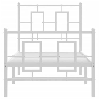 Метална рамка за легло с горна и долна табла, бяла, 80x200 см