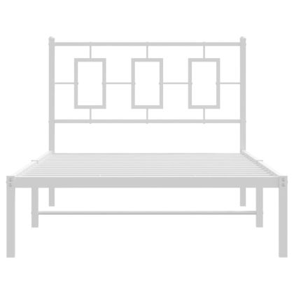 Метална рамка за легло с горна табла, бяла, 100x190 см