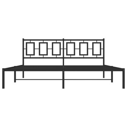 Метална рамка за легло с горна табла, черна, 183x213 см