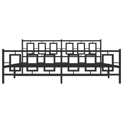 Метална рамка за легло с горна и долна табла, черна, 193x203 см