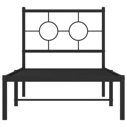 Метална рамка за легло с горна табла, черна, 80x200 см