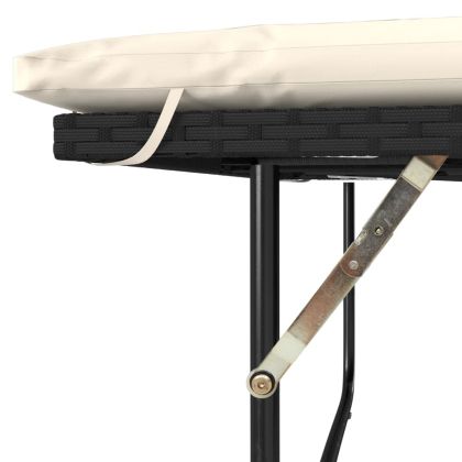 Градински диван с възглавници 2-местен черен полиратан