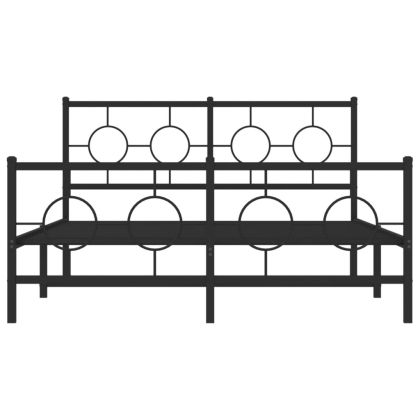Метална рамка за легло с горна и долна табла, черна, 135x190 см
