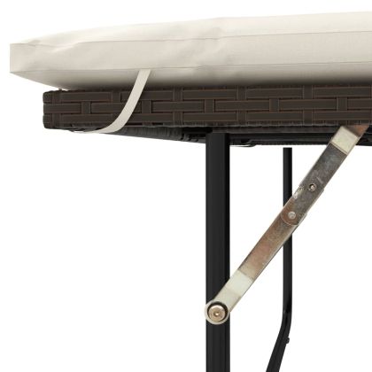 Градински диван с възглавници 2-местен кафяв полиратан