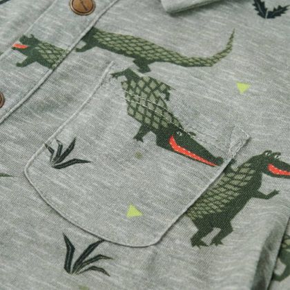 Детска риза, светло каки меланж, 92