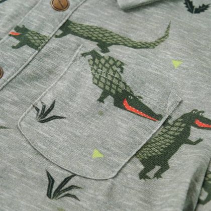 Детска риза, светло каки меланж, 116