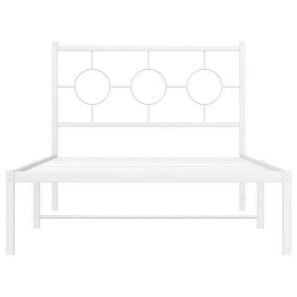 Метална рамка за легло с горна табла, черна, 100x200 см